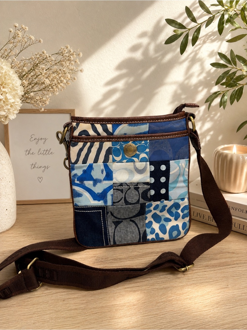 Coach Blue Vintage Patchwork Purse Crossbody BAG EUC